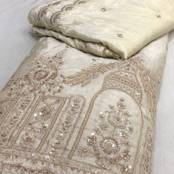 Pure Tissue Georgette Fabric with Heavy Daman Hand Embroidery