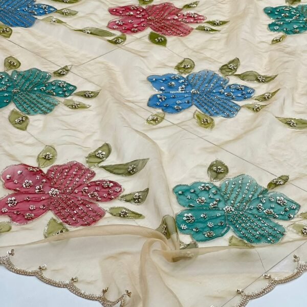 Pure Organza Printed Dupatta with Cutdana & Handwork(Unstitched)