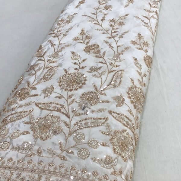 Pure Crepe Silk Fabric with Heavy Daman Hand Embroidery