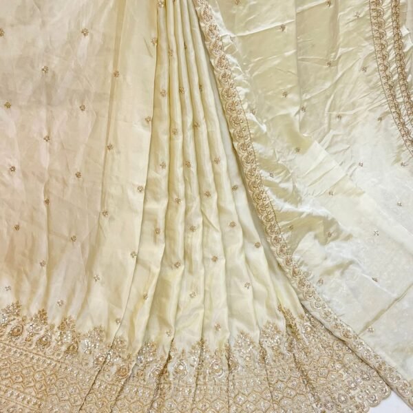 Pure Tissue Georgette Fabric with Heavy Daman Hand Embroidery (Unstitched)