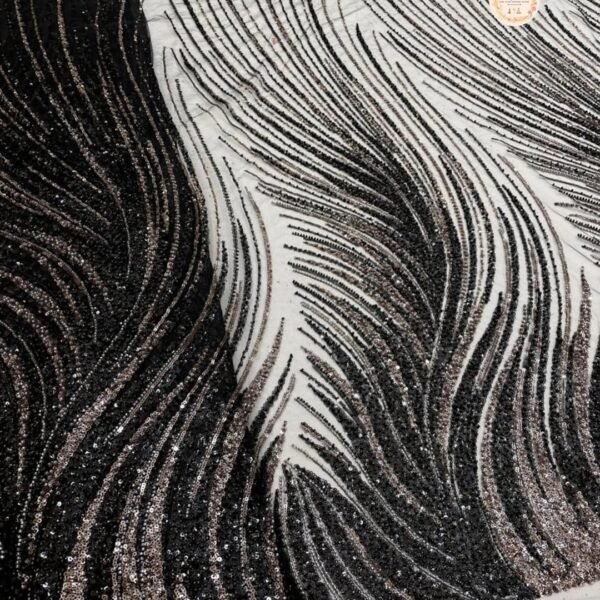 Imported Net Fabric with Heavy All-Over Handwork (Unstitched)