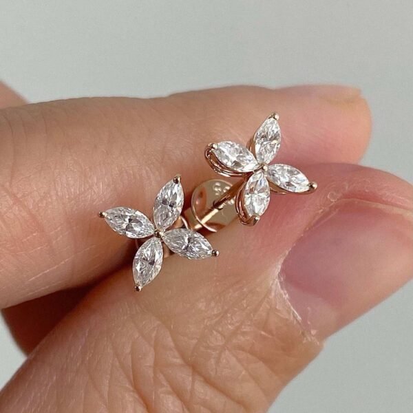 Floral Marquise-Cut Crystal Stud Earrings