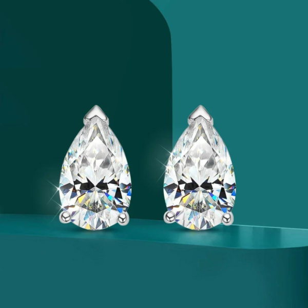 Silver-Tone Pear Cut Crystal Stud Earrings