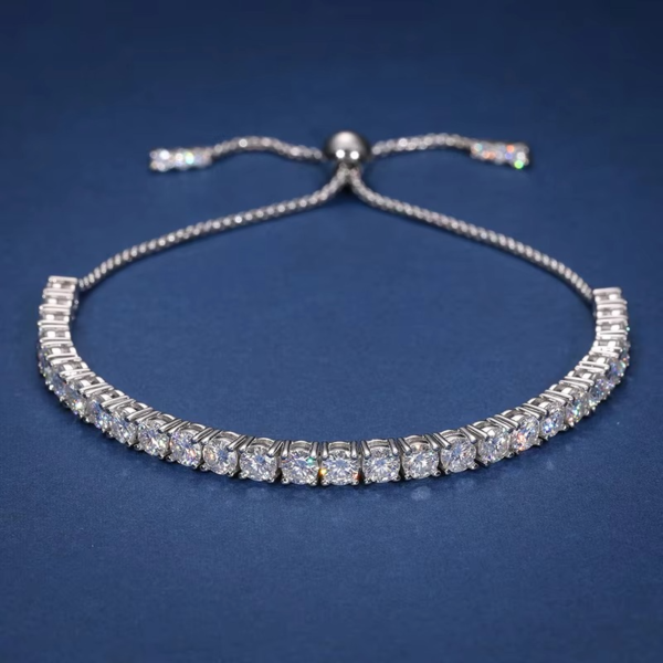 Silver-Tone Round Crystal Tennis Bracelet