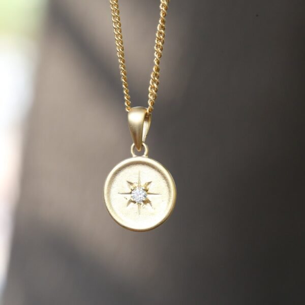 Starburst Solitaire Disc Pendant Chain