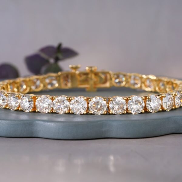 Imitation Gold Round Crystal Tennis Bracelet