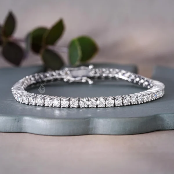 Silver-Tone Round Crystal Tennis Bracelet