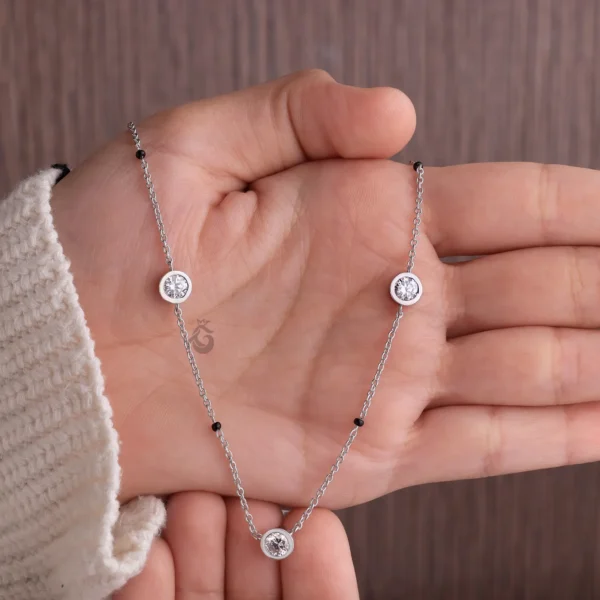 Triple Spark Bezel Chain Necklace