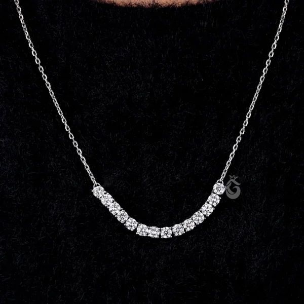 Curved Diamond Bar Chain Necklace